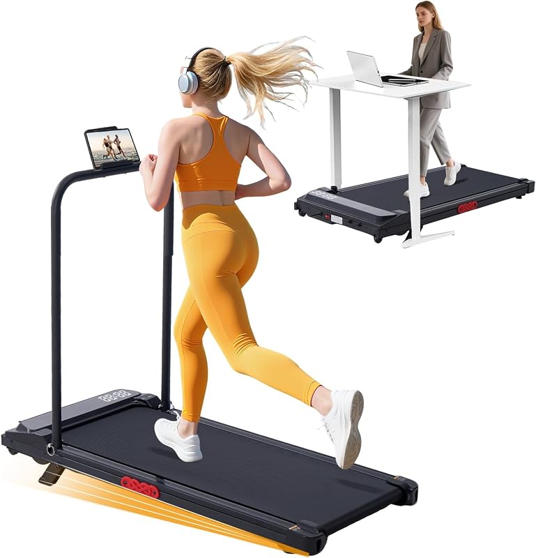 KASSADIN Portable Walking Pad Treadmill with Handle Bar Incline for Home