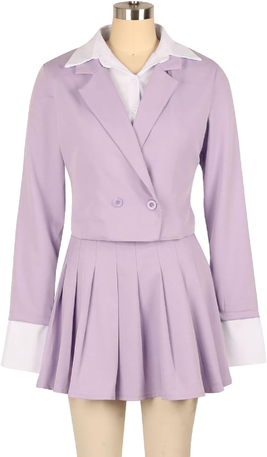 Womens 2 Piece Outfits Business Casual Cropped Blazer Jacket and High Waist Pleated Mini Skirt Sets - Image 5