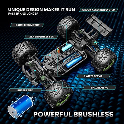 Deerc Brushless 302E Rc Cars For Adults, Upgraded 60Km/H High Speed Remote Control Car, 4Wd 1:18 Scale All Terrain Off Road Monster Truck With Diy Extra Shell, 2 Battery 40 Min Car Toy For Boys & Girl #TOP5