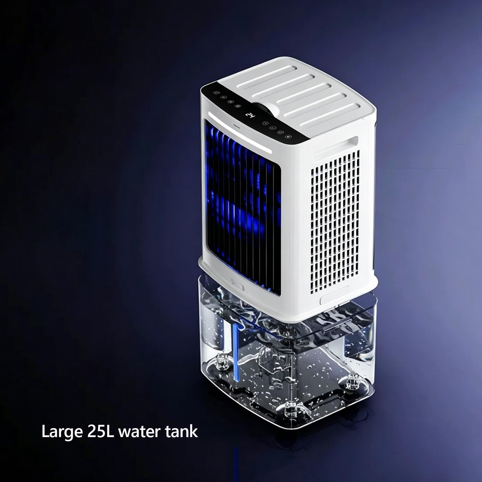 Enfriador de aire 25L con 2 bloques de hielo, 2000m³/h, 80W, 3 vel., 3 modos, mando, temporizador, oscilación, para 15-20m²