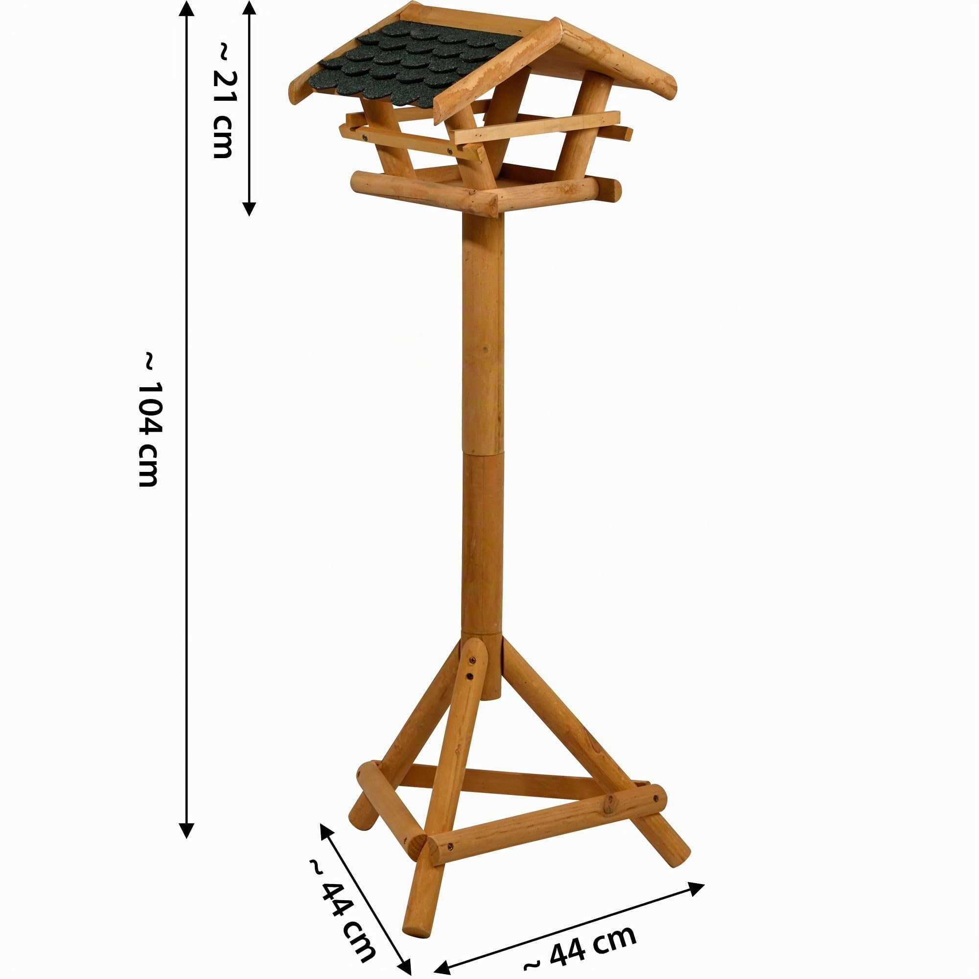 dobar 48100FSC Mangiatoia per uccelli con supporto – Mangiatoia per uccelli in legno con tetto in bitume – Casetta per uccelli con supporto triplo – Villa per uccelli per giardino/terrazza/balcone –