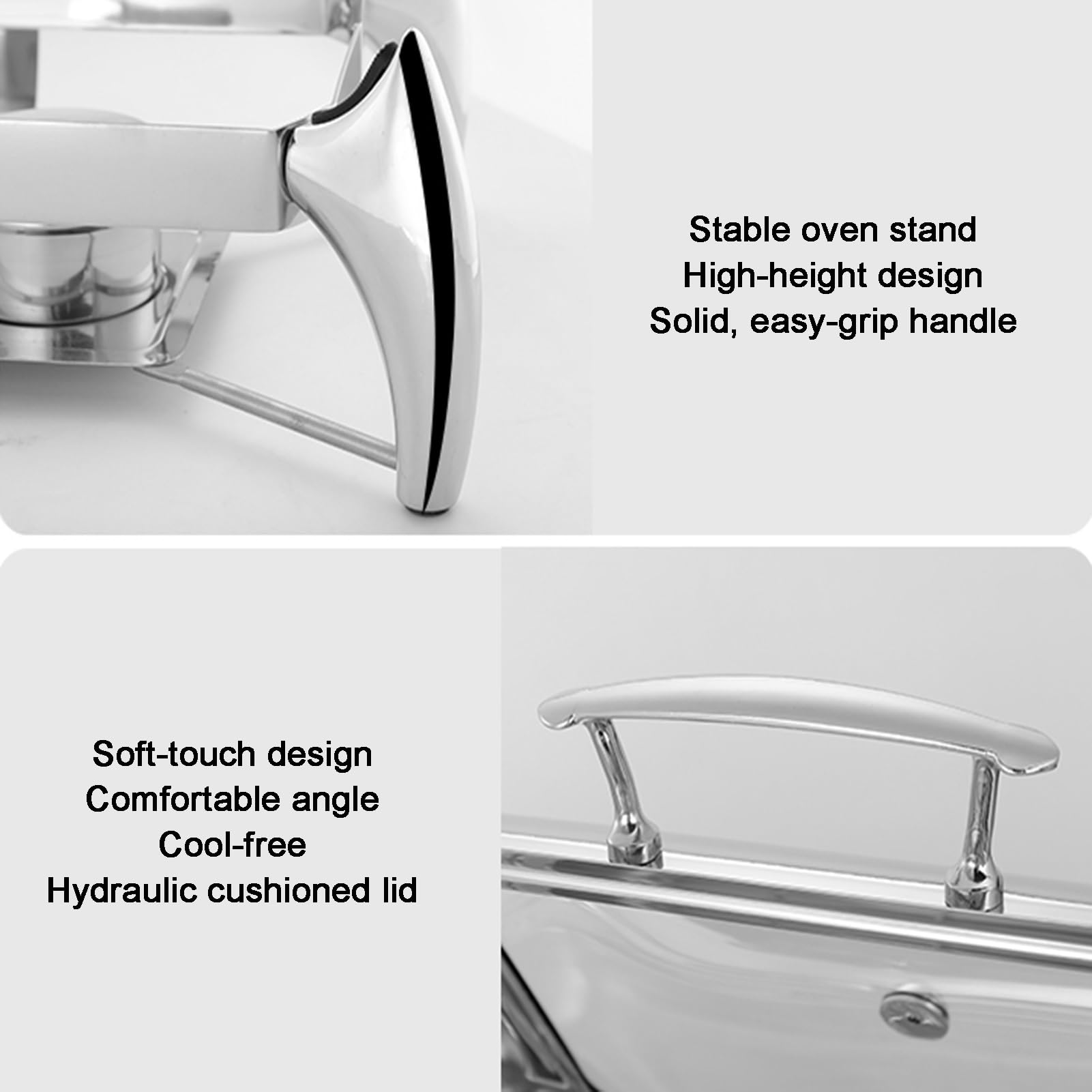 Scaldavivande da buffet in acciaio inox, per feste di catering, vassoi da portata per controsoffitto, contenitori refrigerati per condimenti (2 griglie da 6,5 cm), eleganti forniture per catering
