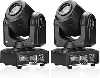U`King Stage Lights Moving Head Light 8 Gobos 8 Colors 11 Channels 25W Spotlight DMX 512 with Sound Activated for Wedding DJ Party Stage Lighting 2PCS