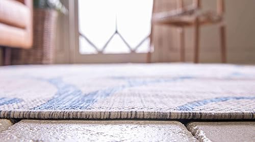 Miniatura 4 de Unique Loom Outdoor Botanical Collection - Alfombra rizada, 2 pies x 6 pies 1 pulgada, grisazul marino