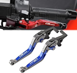 For CB1300SF CB1300SB CB1300 cb1300 2024 2023 2022 2021 2020ブレーキレバー CNC折りたたみ式バイクアクセサリーブレーキクラッチレバーパーキングブレーキレバーブレーキレバーセット (チタンブルーチタン)