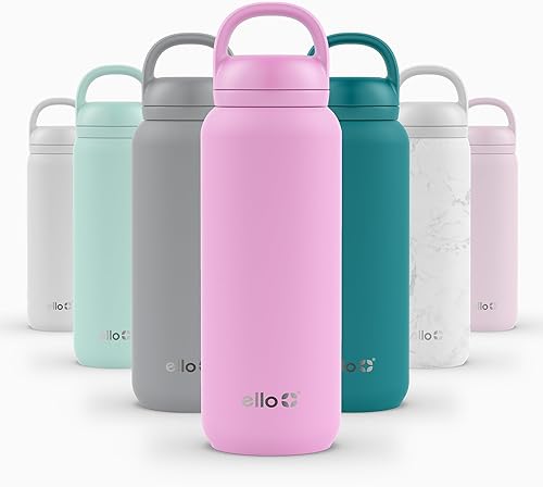 Miniatura 16 de Ello Cooper Twist - Botella de agua de acero inoxidable de 32 onzas con tapa para beber, a prueba de fugas, doble pared y aislada al vacío, lazo de