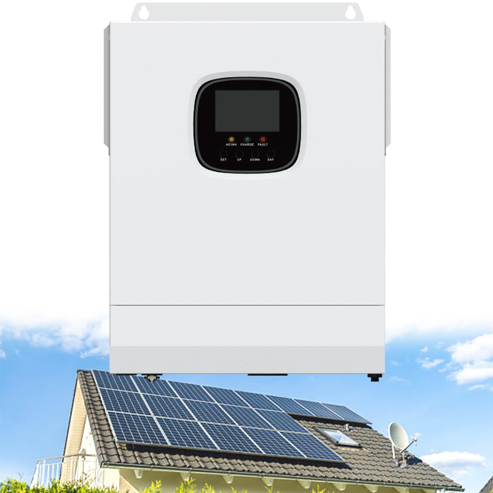 Inverter Solare a Onda Sinusoidale Pura da 3000 W CC 24 V, Caricabatterie Solare MPPT da 60 A e Caricabatterie per Batterie CA da 60 A, Inverter Solare Ibrido con Uscita CA,110V