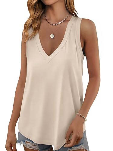Womens Tank Tops Summer Fashion Sleeveless V Neck Shirts Casual