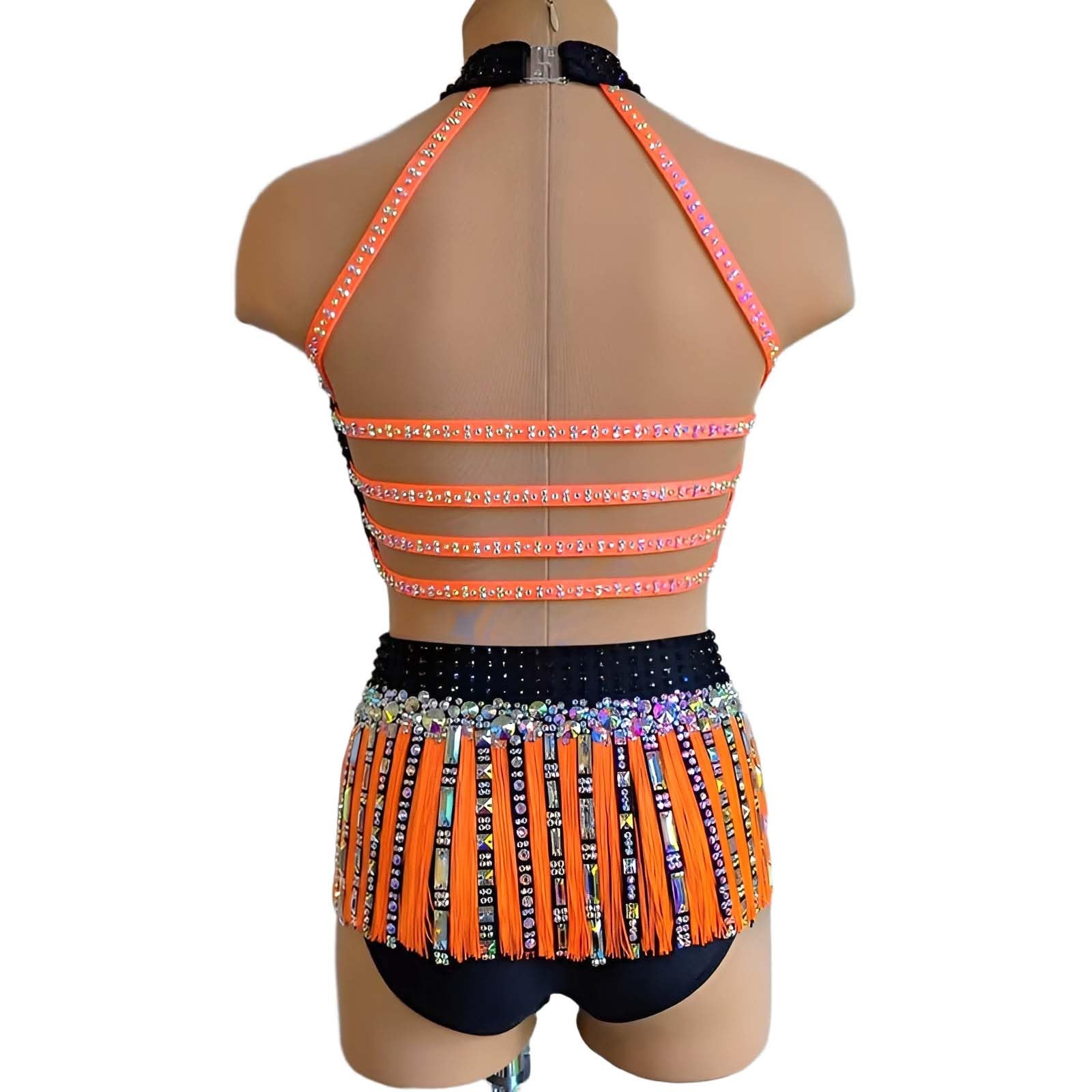 Strój do Tańca Lirycznego Damski Spandex Cyrkonie Frędzle na Zawody
