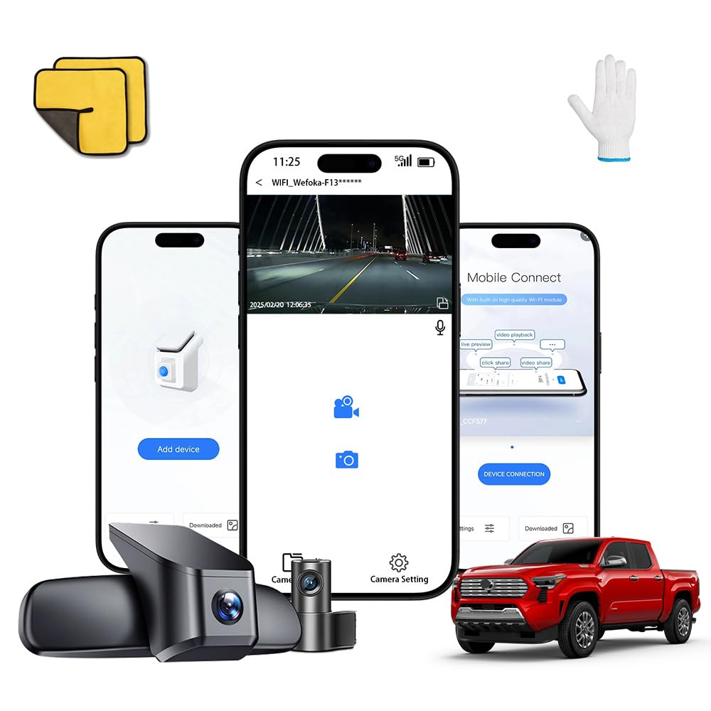 4K Dash Cam Suitable for Toyota Tacoma 2024-2025 SR SR5 TRD Sport Pre-Runner Off Road Limited Tacoma Hybrid