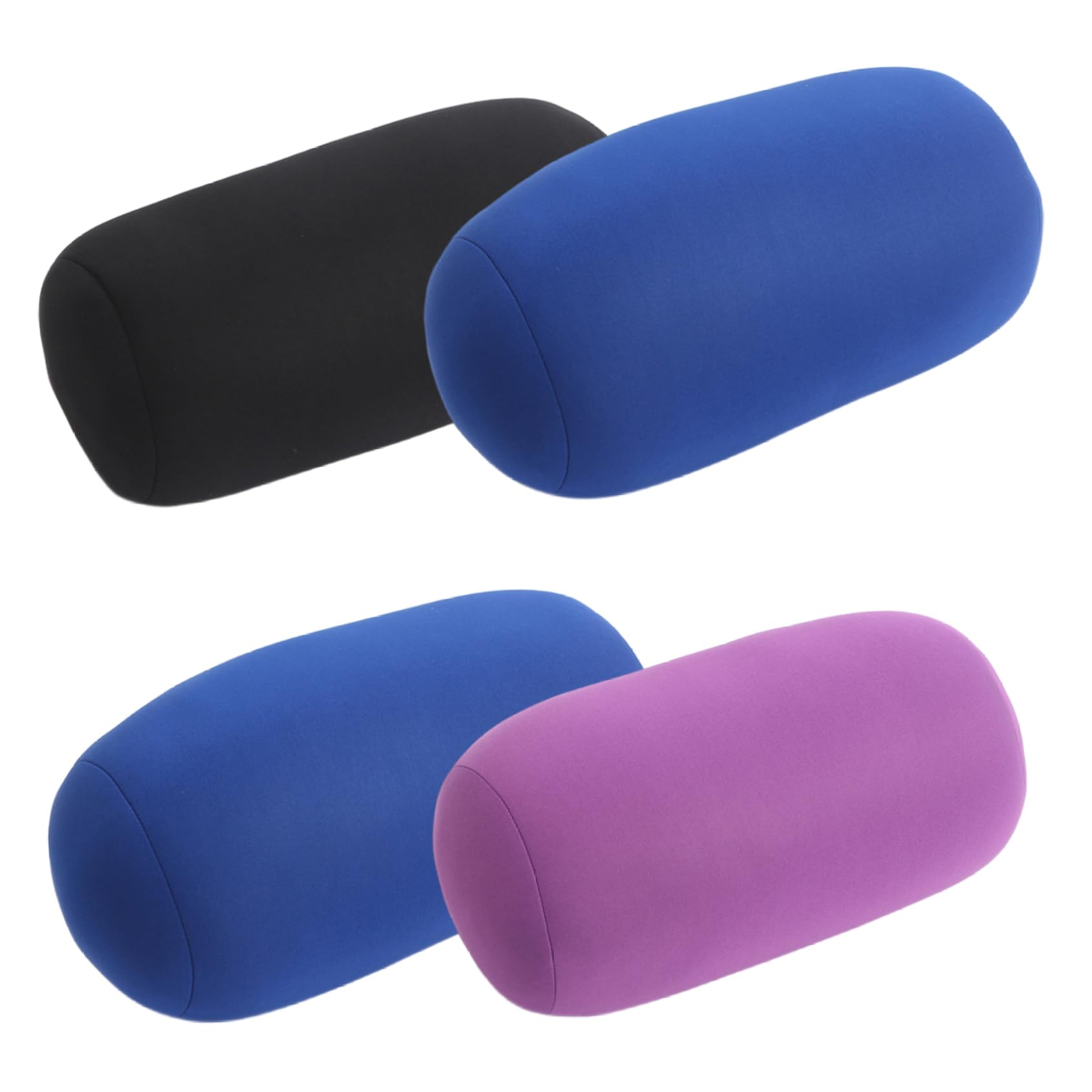 fkngcp 2 Pcs Microbead Pillows, 11.8 x 6.3 Inch Cylindrical Pillow Soft Bean Bag Throw Pillows Tube Pillow Cushion for Head, Neck, Back Support (Black+Blue)
