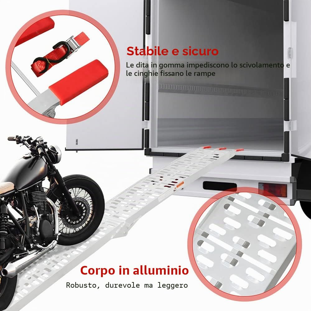 Lospitch Rampa di Carico Pieghevole in Alluminio - 340 kg, Antiscivolo per ATV, Quad, Auto