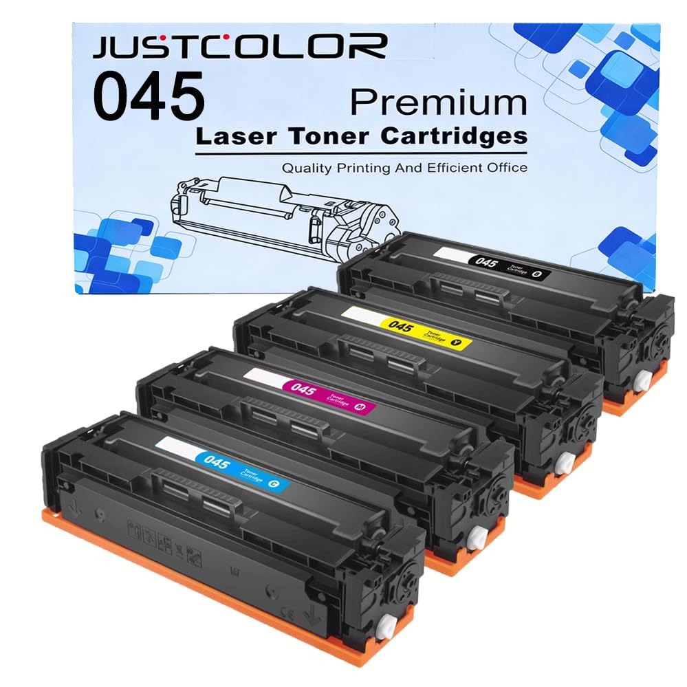 JUSTCOLOR Compatible Toner Cartridge Replacement for Canon 045 CRG-045 CRG-045 -for LBP612CDW MF632Cdw MF634Cdw MF633Cdw MF635Cx LBP611Cn MF613Cdw Printer (Black, Cyan, Magenta, Yellow, 4-Pack)