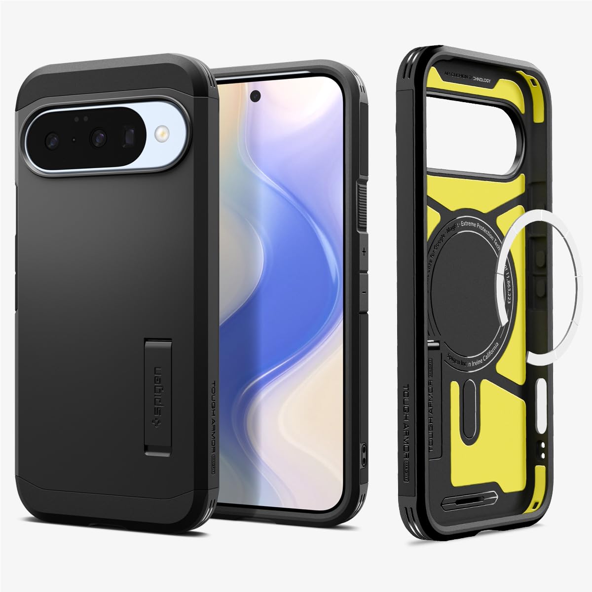 Spigen Pixel 10 / 10 Pro ケース 耐衝撃 MagSafe対応 スタンド付き マット 三重構造 米軍MIL規格 タフアーマーAI ・マグフィット ACS09705 (ブラック)