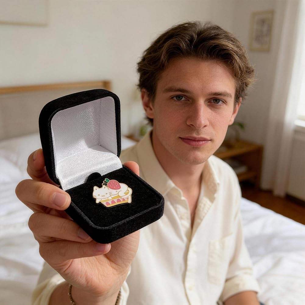 Beebeecraft 4Pcs Velvet Badge Display Box Black Lapel Pin Gift Boxes Coin Display Box Case for Presentation Jewelry Brooch Buttons Holder Storage Medal Collection