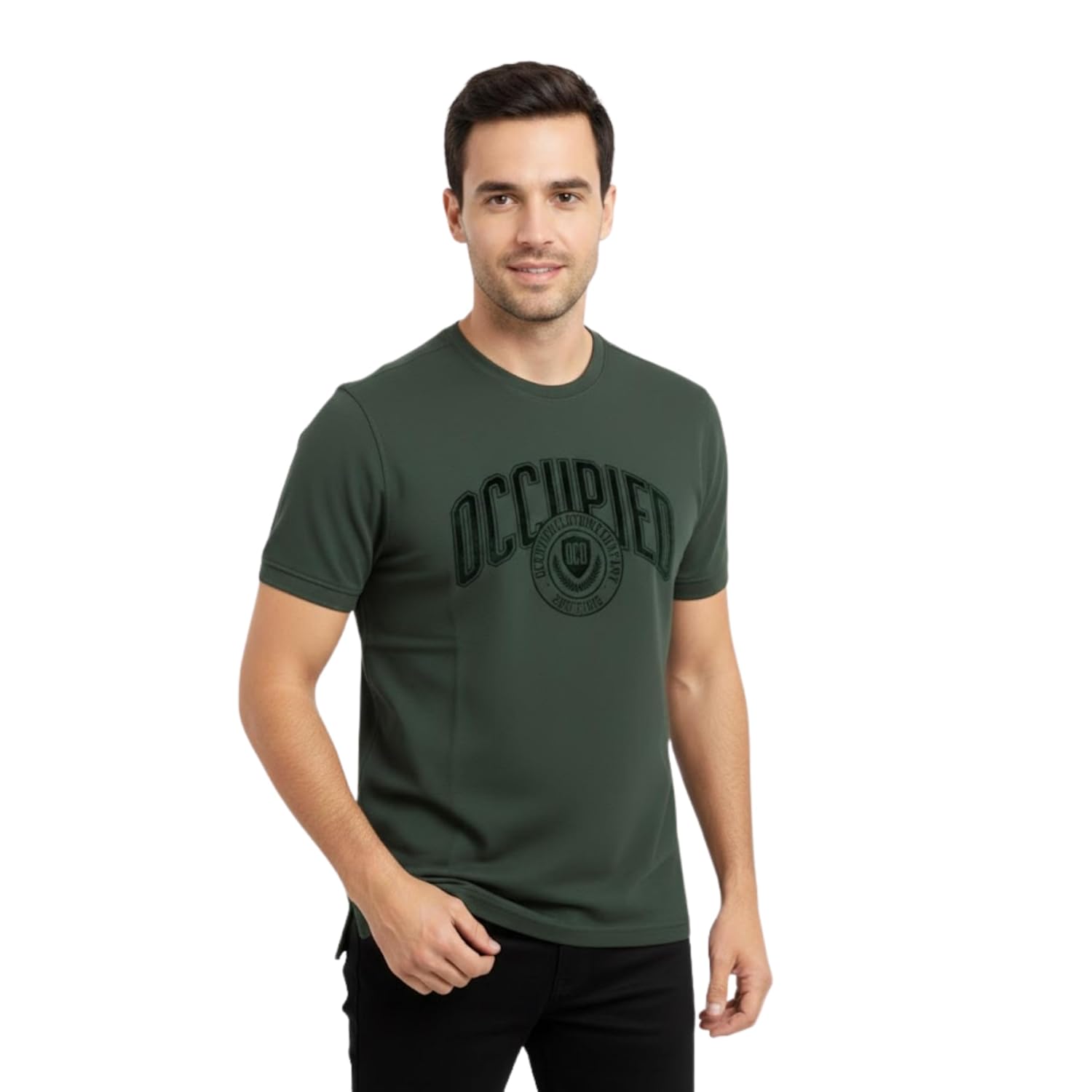 Occupied Men’s Solid Regular Fit Premium Breathable Cotton, All Day Comfort Half Sleeve Crew Neck Tshirt
