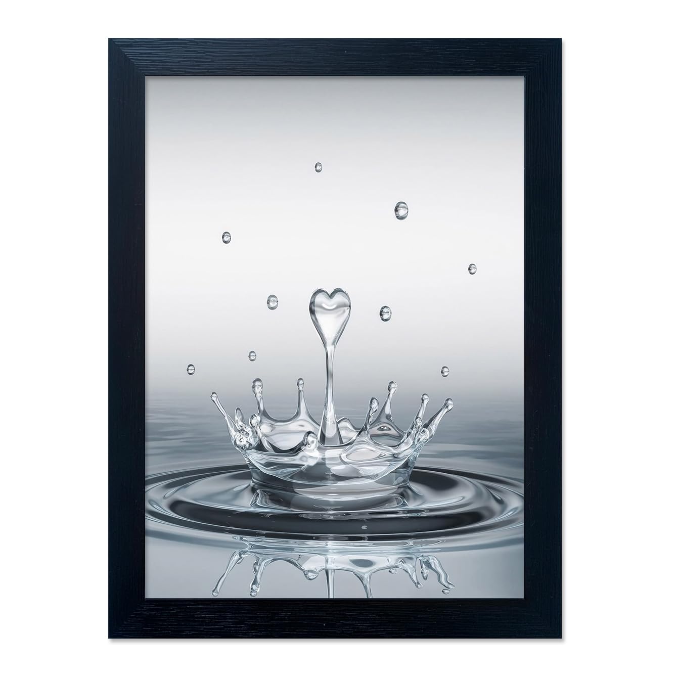 Bathroom Decor Wall Art Heart Water Drop Splash Modern Canvas Pictures Print Black Framed Bathroom Painting for Wall