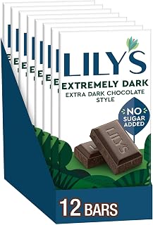 Lily's Extremely Dark Chocolate Bars 85% Cacao No Sugar Added Stevia Sweetened Gluten-Free 2.8oz (12 Pack Bulk)