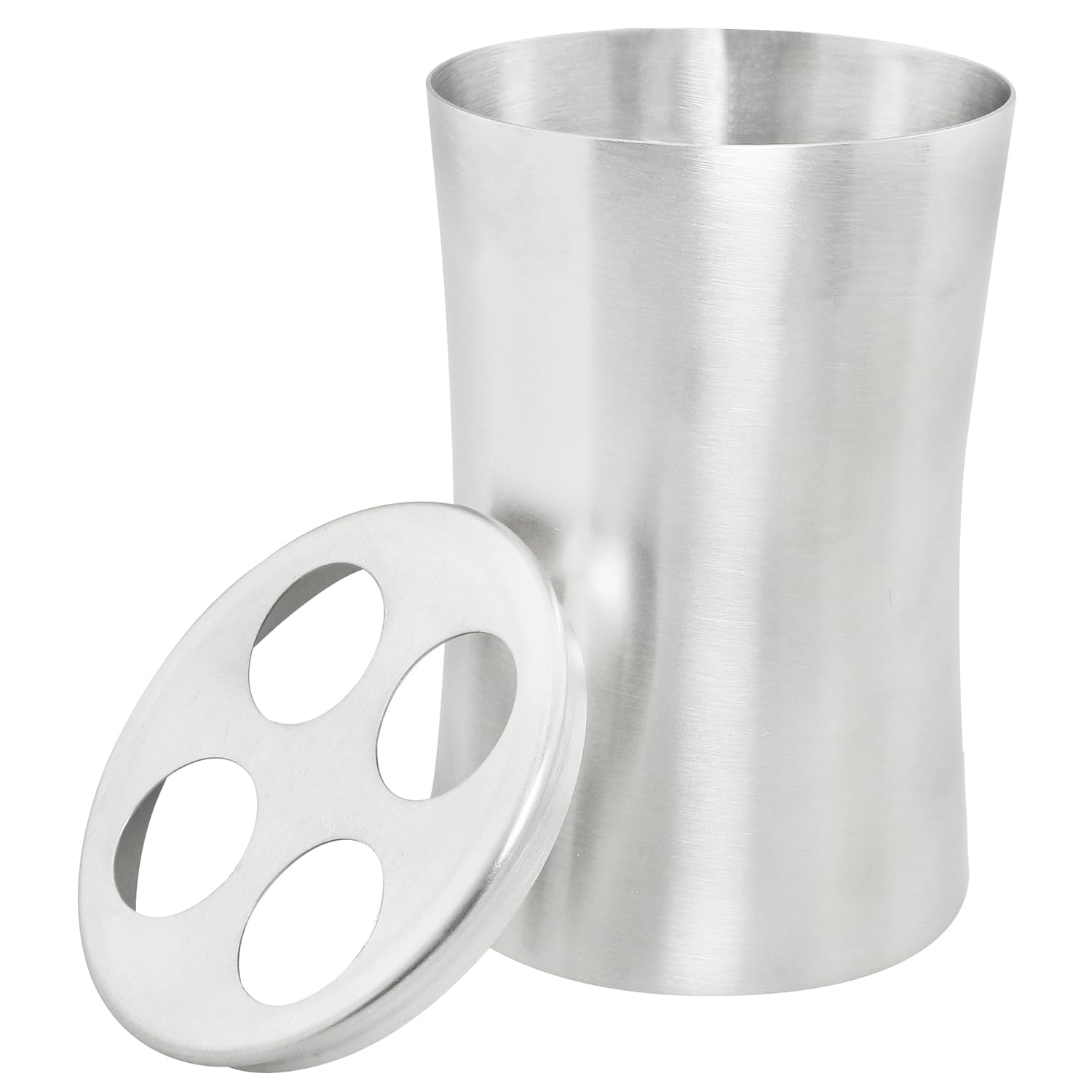 ZZLZX Stainless Steel Toothbrush Holder with Waistline and Four-Hole Cup Lid for Bathroom Vanity Countertop Rinse Toothbrushing Drinking Cup Storing Dental Accessories Organizing Makeup Brushes