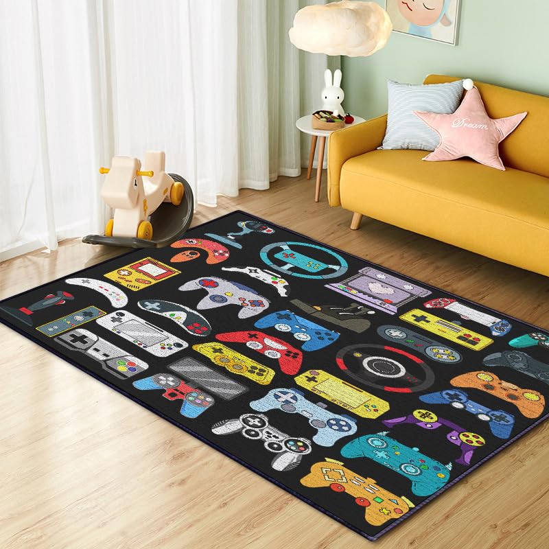 Tapete juvenil para juego, diseño gamepad colorido 100x150 cm miniatura 4