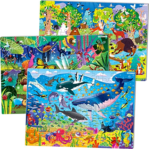 Floor Puzzles for Kids Ages 4-8 Γ’β¬β 3 Jigsaw Puzzles for Toddlers 3-5 Years Old Γ’β¬β Big 100 Pieces Games for Learning Ocean & Forest Animals by QUOKKA - Gift Toys for Boys and Girl 6 7 and up to 12 yo Floor Puzzles for Kids Ages 4-8 Γ’β¬β 3 Jigsaw Puzzles for Toddlers 3-5 Years Old Γ’β¬β Big 100 Pieces Games for Learning Ocean & Forest Animals by QUOKKA - Gift Toys for Boys and Girl 6 7 and up to 12 yo