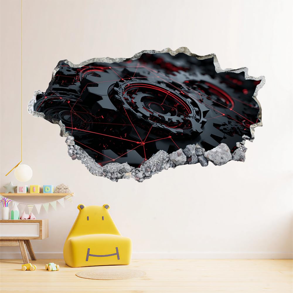 3D Wandaufkleber, Gang Durchbruch Wandtattoos Deko Wand Selbstklebend Industriemaschinen, Wand Aufkleber Wanddurchbruch Wandsticker für Zuhause, Badezimmer, Schlafzimmer, Wohnzimmer