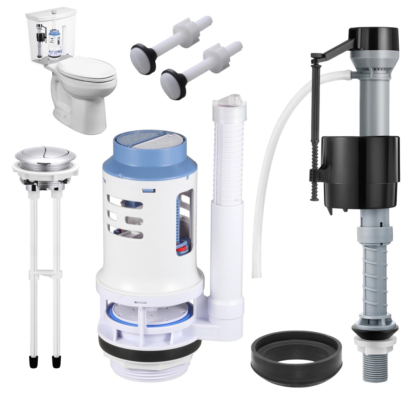 Complete Bathroom Water Container Repair Set for 3 Inch Flushing Mechanisms Includes All Needed Pieces Quiet Toilet Flush Mechanism