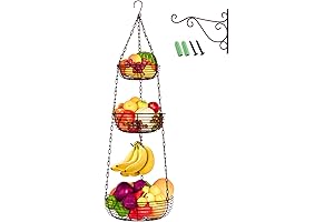 HULISEN 3-Tier Hanging Fruit Basket: Low-Hanging Fruit Storage at Your Fingertips!