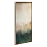 Kate and Laurel Sylvie Green Mountain Abstract II Framed Canvas Wall Art by Amy Lighthall, 18x40 Gold, Soft Mountain Landscape Art for Wall