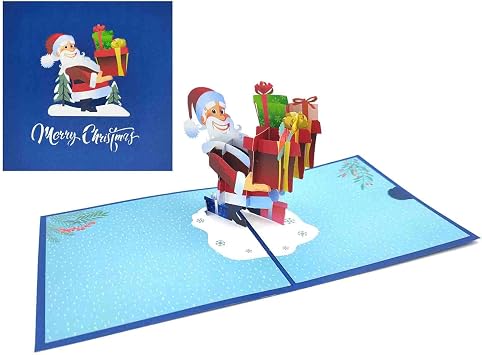 Christmas Pop Up Cards, 3D Merry Christmas Cards With Envelope, 2023 Handmade Christmas Greeting Card Box, Xmas Santa Card Holiday Gift O