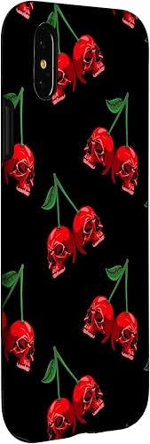 Miniatura 9 de Funda para iPhone 11 Pro Max con diseño de calavera de cereza roja con fondo negro