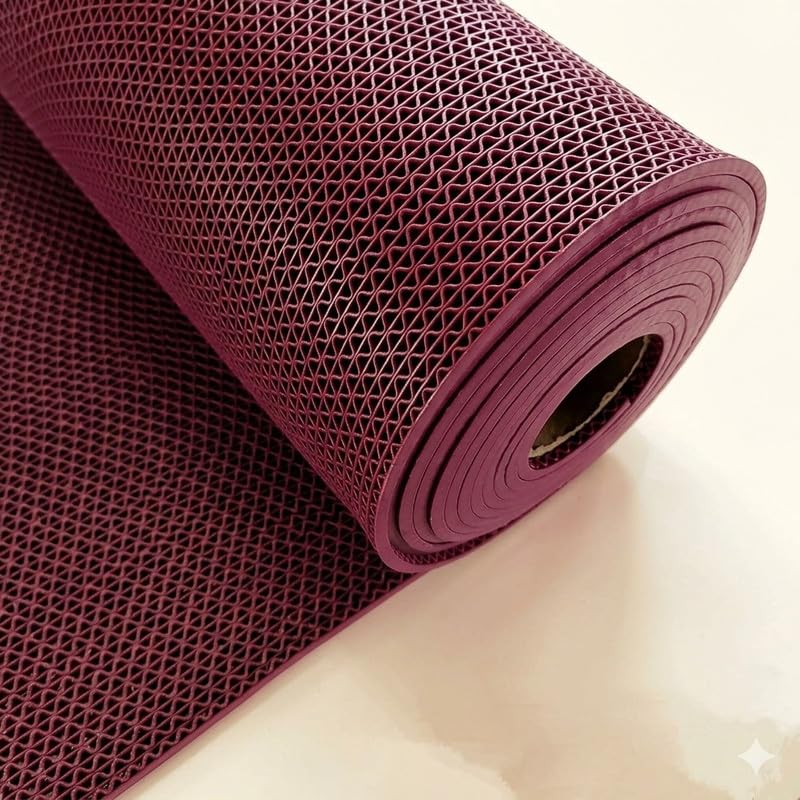 Image of TIB Anti Skid & Multipurpose PVC Rubber Mat for Floor, Swimming Pool Mat, Shower Mat, Carpet, Rainmat, Bathroom Mat, Waterproof Entrance Doormat, 2X2 Feet Wine
