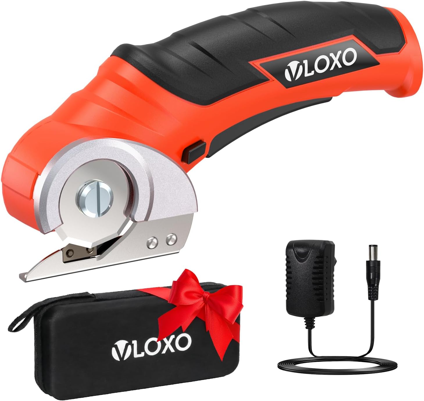Product image of VLOXO Electric Scissors, Cordless Cardboard Cutter Power Box Cutter with Safety Lock, Multi-Cutting Tools for Cardboard, Rechargeable Mini Scissors for Plastic Leather Canvas with Storage Box Orange