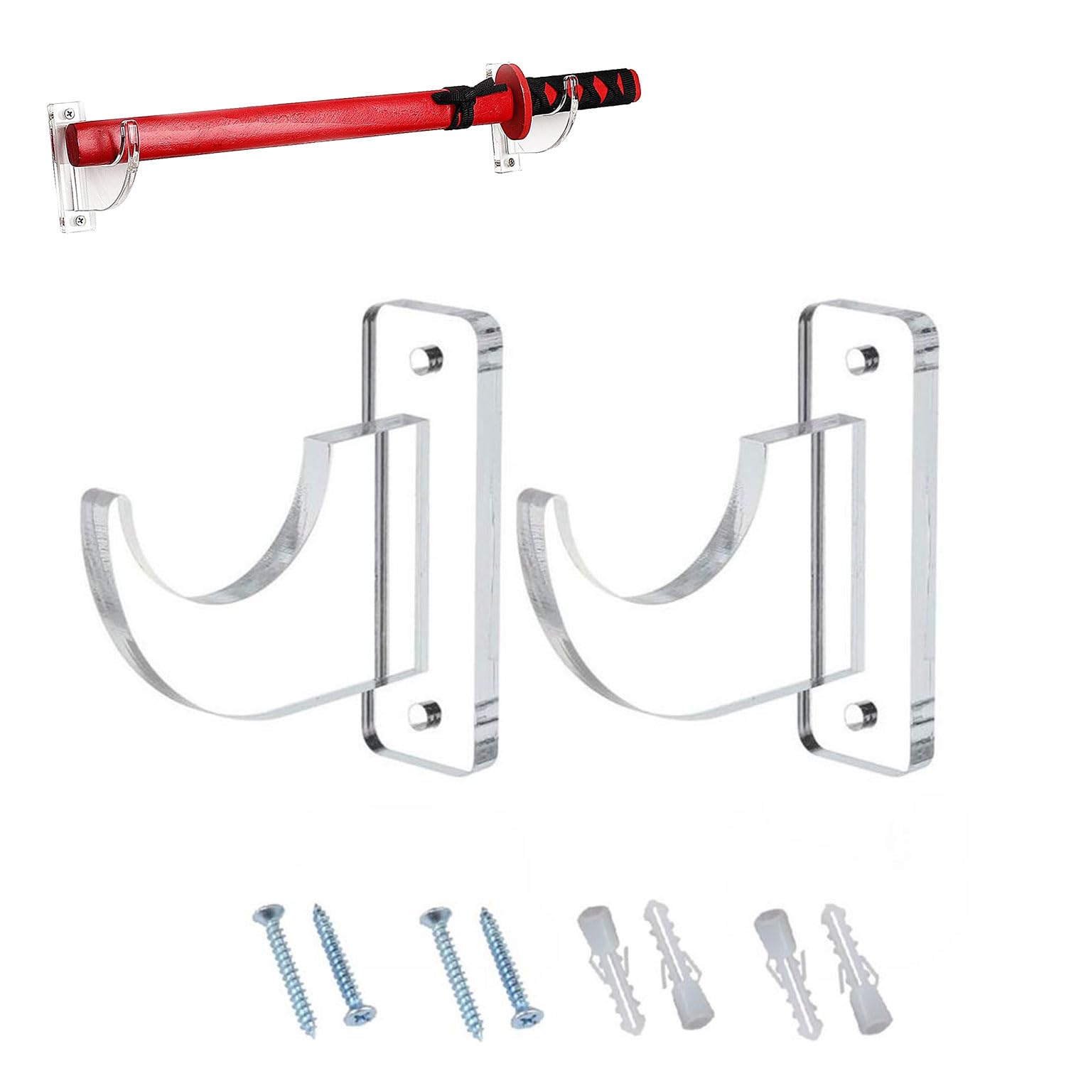 Oyiclyea Transparent Lightsaber Wall Mount 9 x 9 x 2.5 cm Sword Stand,Lightsaber Display Stand,Transparent Sword Wall Mount,Suitable for Displaying Katanas,Lightsabers,Wands,Axes