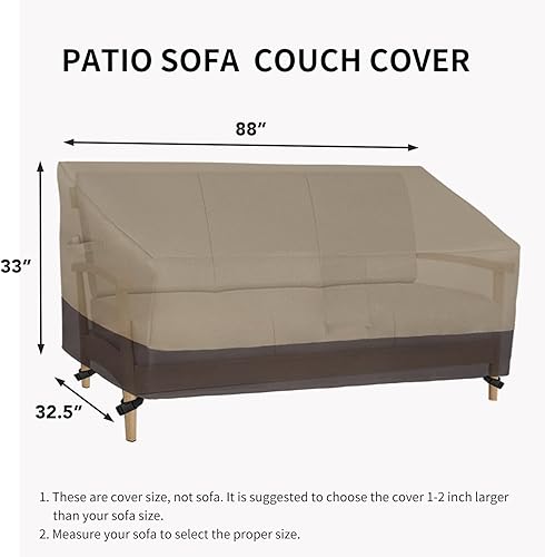 Miniatura 75 de Easy-Going Funda impermeable para sofá de exterior, funda resistente para sofá de patio de 3 plazas, resistente al viento, funda para muebles