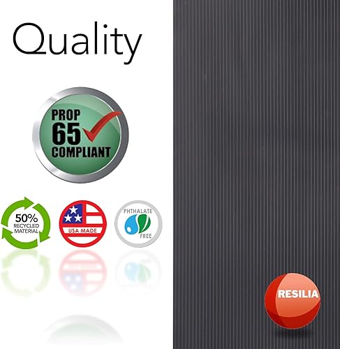 Miniatura 8 de Resilia Corredor utilitario - Plástico negro de 24 pulgadas de ancho, patrón de canalé ancho en relieve, forro de caja de herramientas, organización