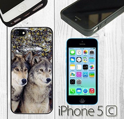 Cute Vintage Wolf Couple Custom made Case/Cover/skin FOR iPhone 5C - Black - Rub