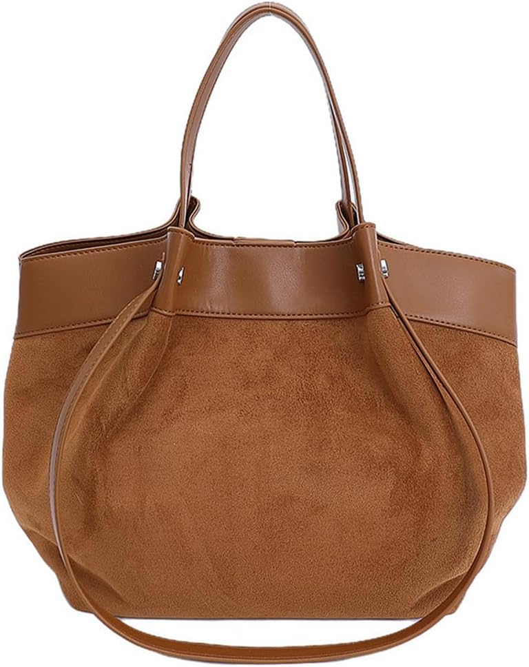 Suede Tote Bag for Women Vintage Velvet Crossbody Large Handbag Slouchy Shoulder Purse