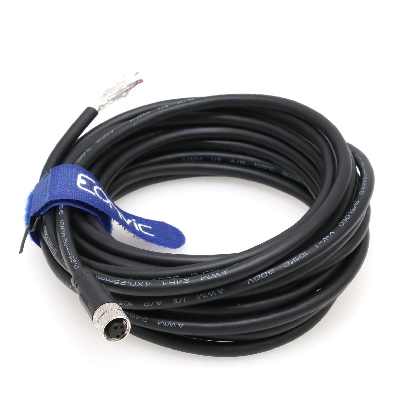 Câble industriel M8 4 broches A-Code femelle vers connecteur ouvert moulé blindé Aviation Capteur Câble étanche IP67 Cat 5e High Flex Câble 5 m