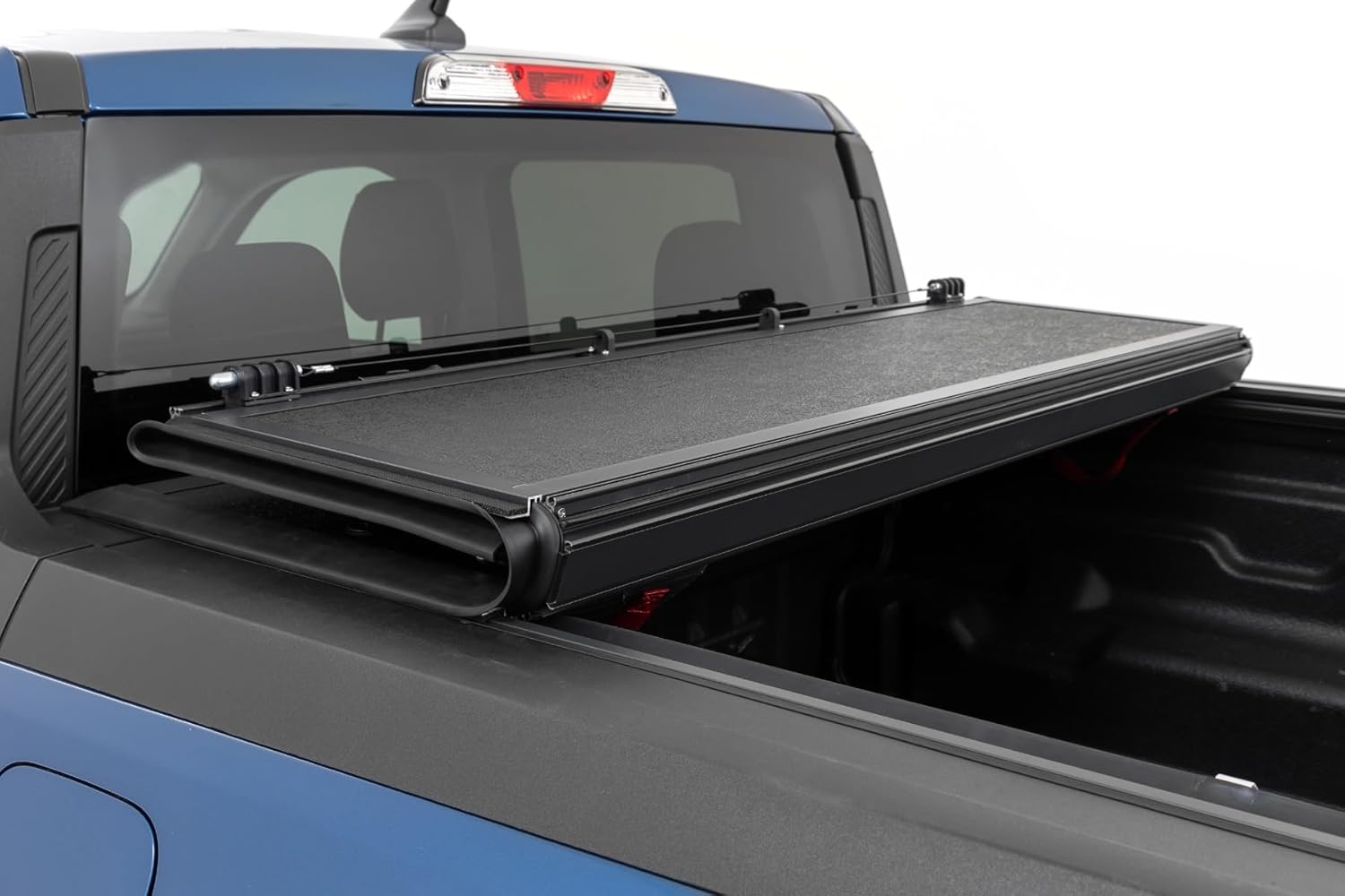 Rough Country Hard Tri-Fold Tonneau Cover for Ford Maverick (2022–2026) - Low-Profile Aluminum Truck Bed Cover, Fits 4'6 Bed