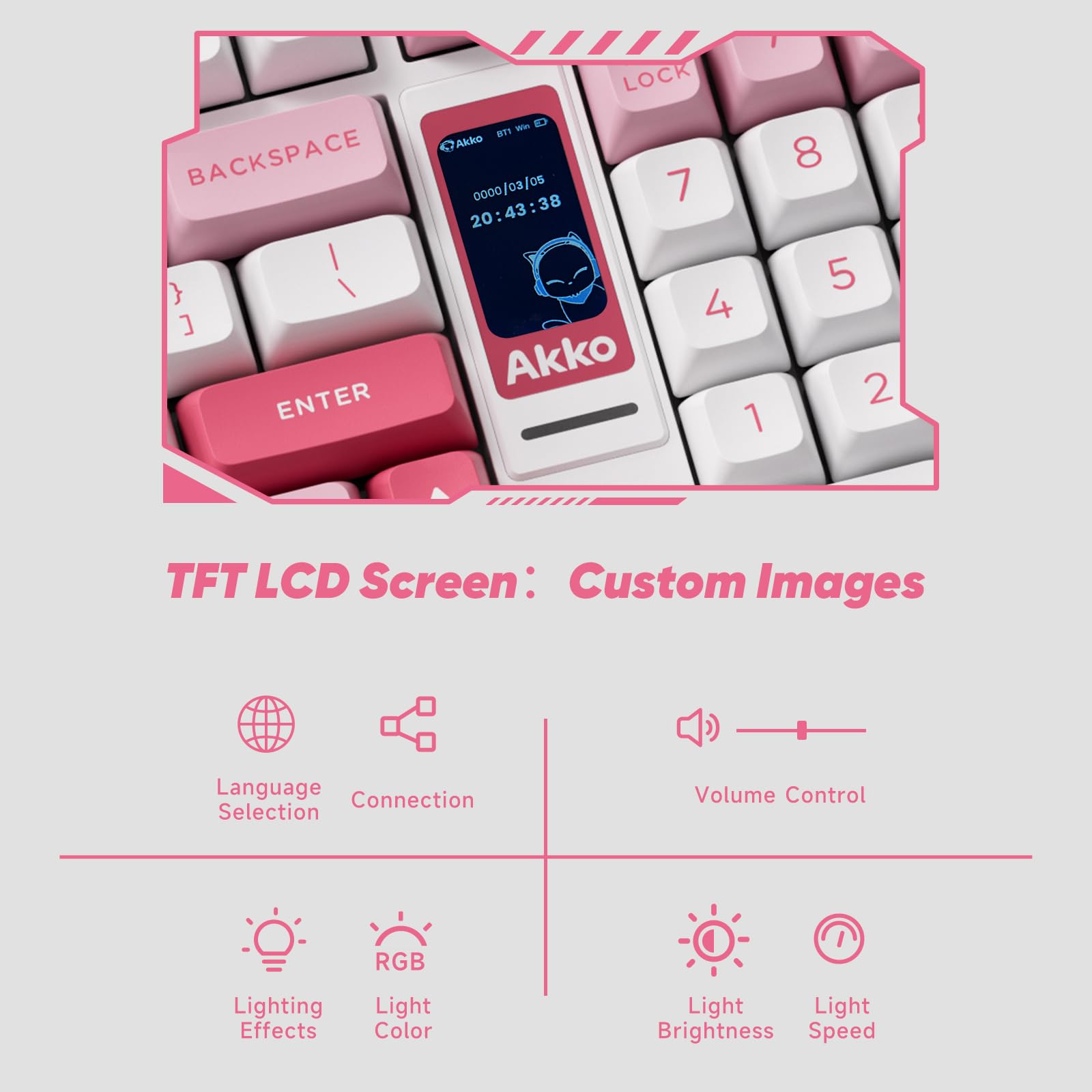 Amazon.com: Akko 5098B Wireless Gaming Keyboard with Screen
