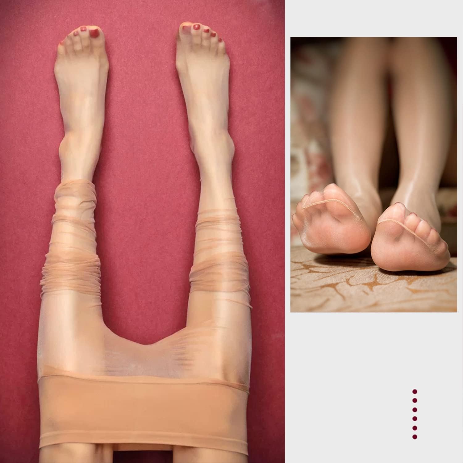 HTRUIYA Women's Oil Shiny Pantyhose Seamless Crotch Nylon Sheer Tights Stocking 3 Denier - Image 5