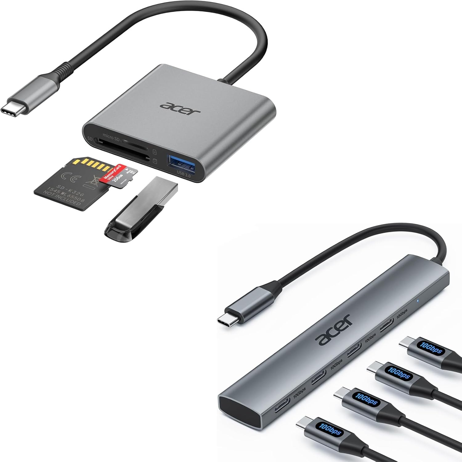 Acer 3 in 1 SD Card Reader Bundle with Acer 10Gbps USB C Hub
