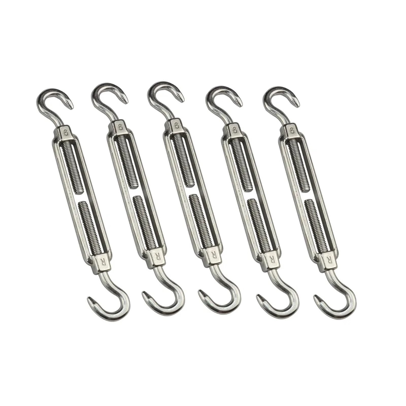 Tenditore a Filo per tenditori, 5 Pezzi in Acciaio Inox 304 tenditore Gancio e Gancio Fune Metallica Tensione Pesante M5 M6 M8 for Tenda da Sole Vela Cavo ringhiera(M8)