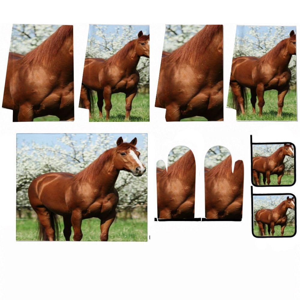 9PCS Bella Brown Horse Cucina Decor e Accessori Set