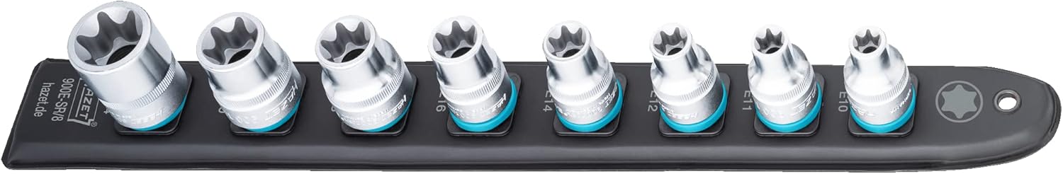 Hazet 900E-SR/8 SmartRail 1/2" External Torx Socket Set, 8 Pieces