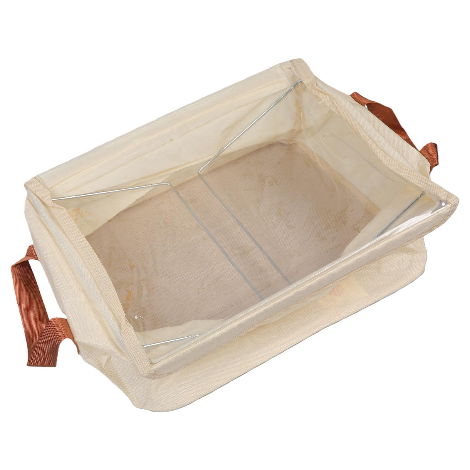 Xinsheinelry Beige Color Foldable Storage Box With Lid Clothing Storage Case Dustproof Wardrobe Box Space Saving Closet Organiser Travel Friendly Organiser