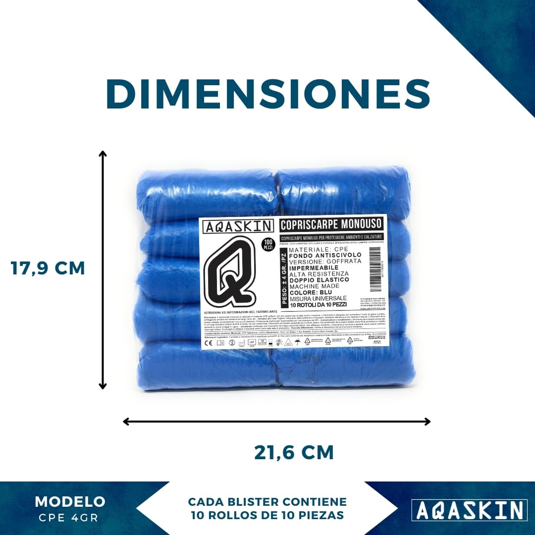 Cubrezapatos desechables resistentes (4 g.), Botas CPE desechables - EPI Equipo de protección personal - Limpieza de la casa - Jardinería 2000 piezas Azul