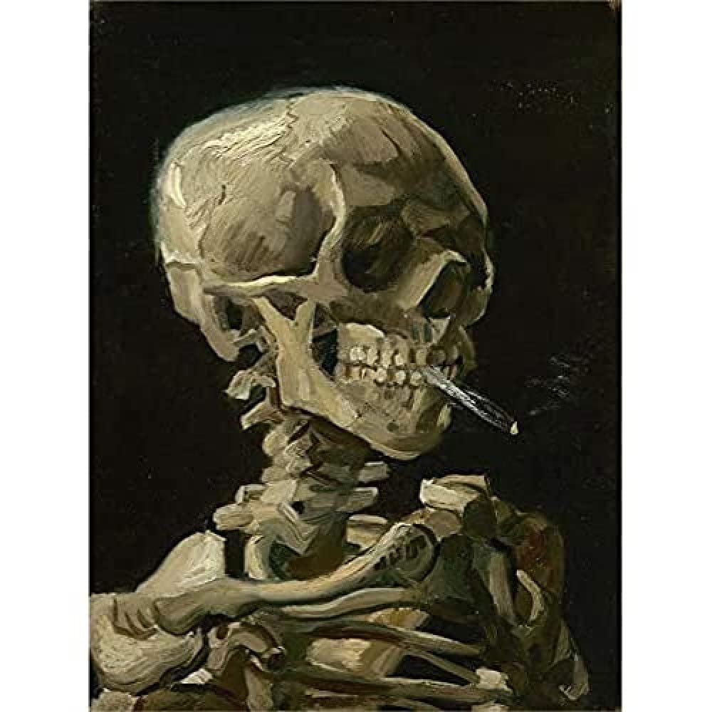 Amazon.com: Van Gogh Head Skeleton Burning Cigarette Canvas Wall Art Print:  Posters & Prints