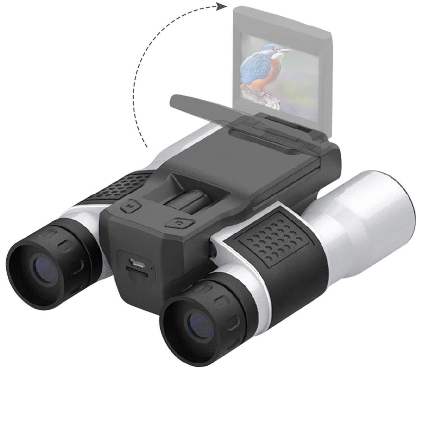 Cámara Binocular Digital 12x32, Zoom óptico 12X Lente Gran Angular de 32 Mm Pantalla HD de 2 Pulgadas Diseño 2 en 1, Cámara Telescópica para Observar Aves